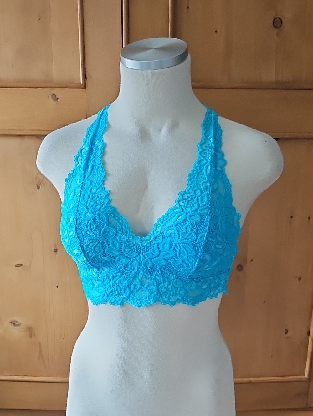 Jenny Jen Mia Lace Bralette Turquoise Size Small